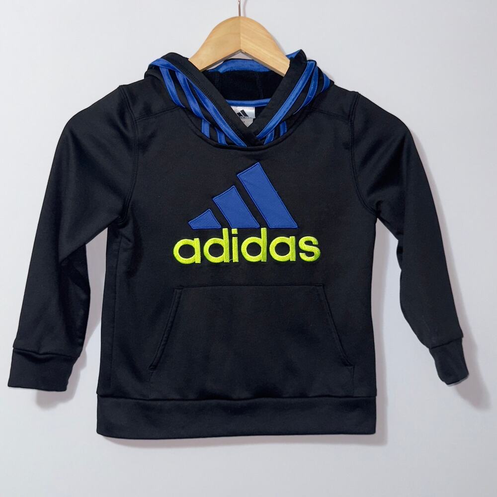 Adidas logo Boys Black & Blue Pullover Hoodie Size 5